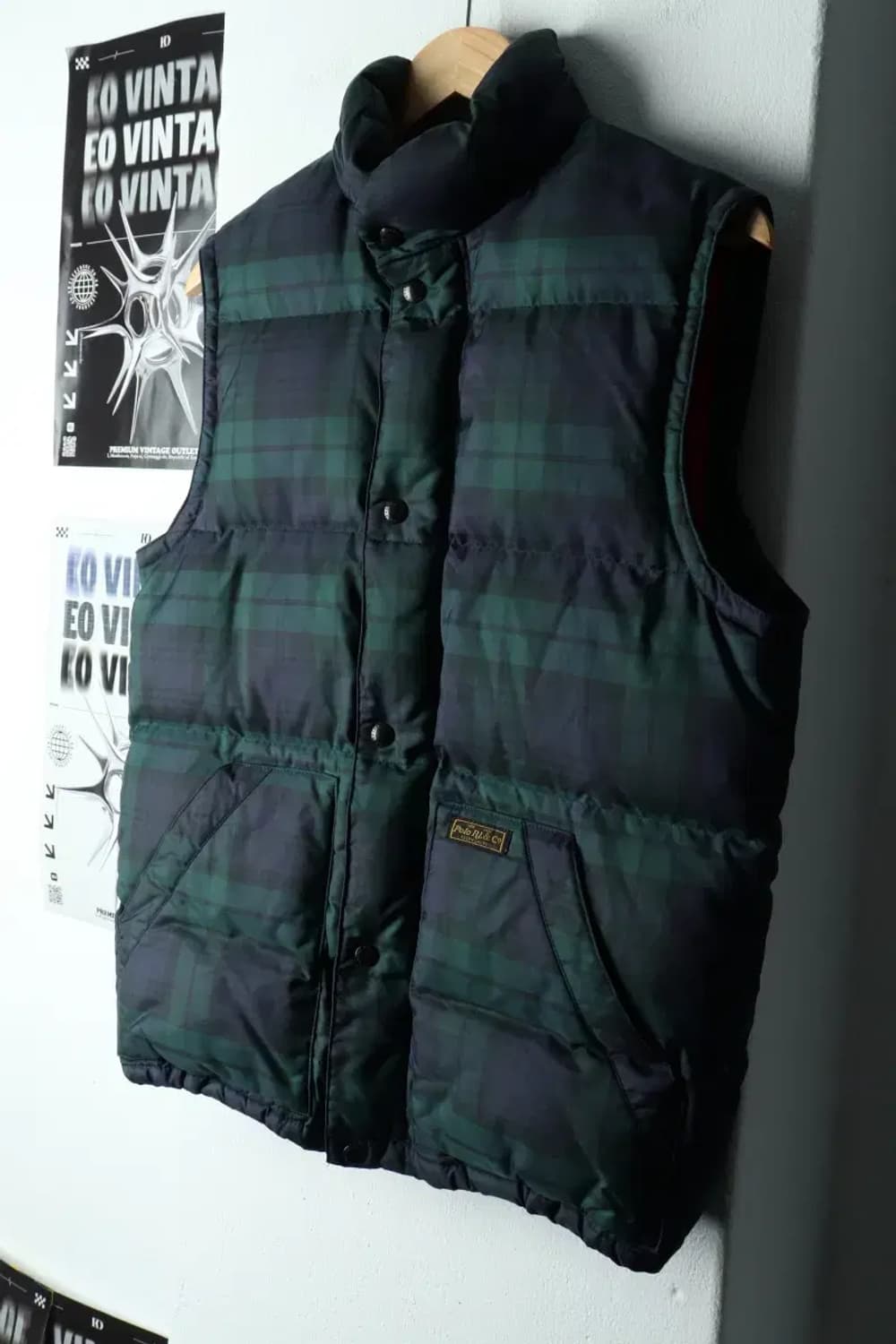 (M-L) 폴로 랄프로렌 패딩 점퍼자켓 조끼 체크 덕다운-163B8 상품이미지1