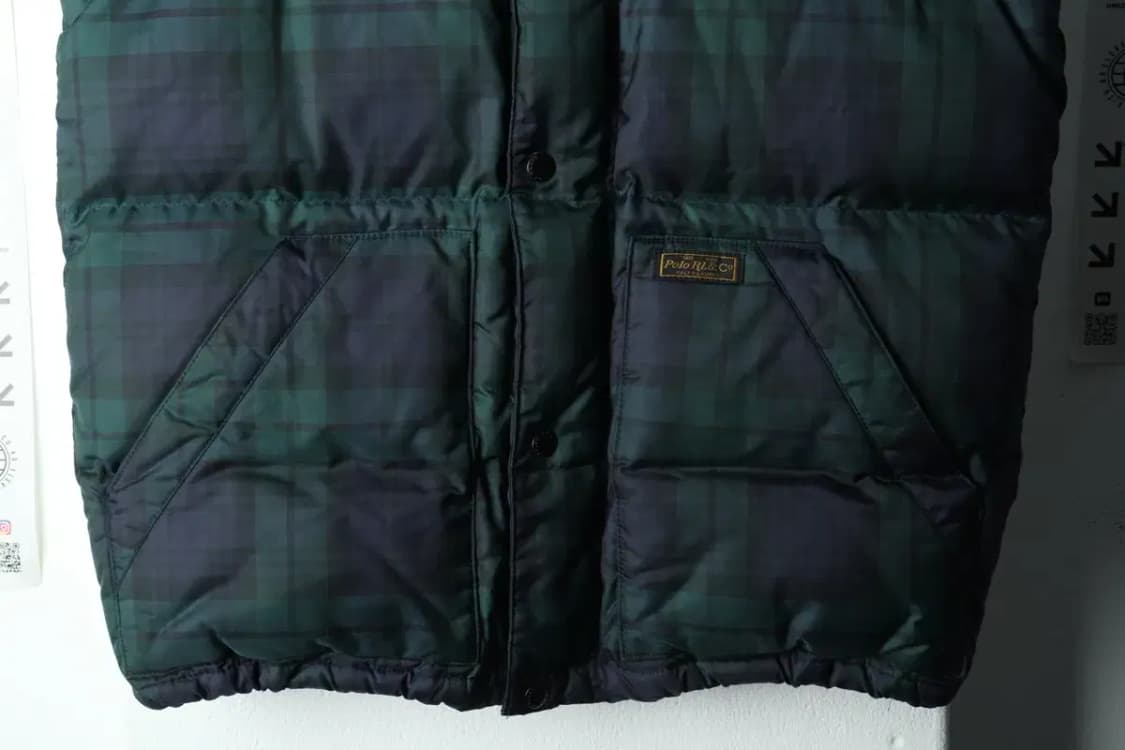 (M-L) 폴로 랄프로렌 패딩 점퍼자켓 조끼 체크 덕다운-163B8 상품이미지4