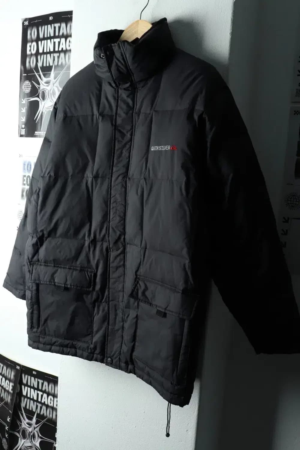 (M-L) 퀵실버 패딩 점퍼자켓 블랙 올드스쿨-163C1 상품이미지1