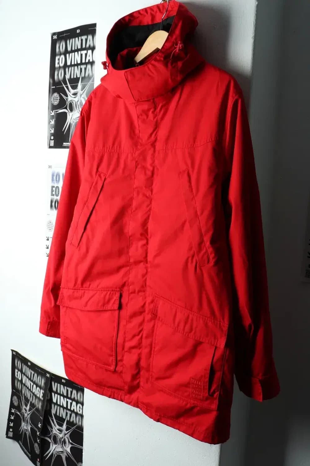 (L) 브랜드빈티지 패딩 점퍼자켓 레드 올드스쿨 롱-1647B 상품이미지1