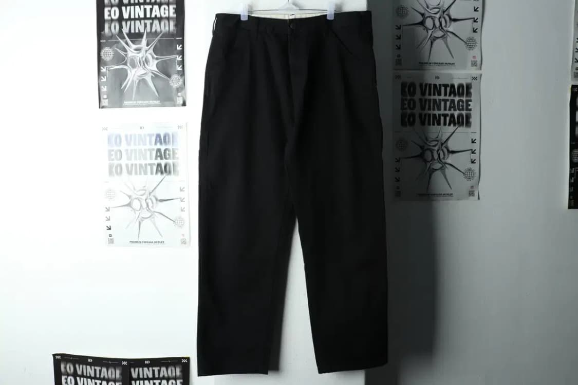 (XL-2XL) 브랜드빈티지 면바지 팬츠 와이드 블랙-22BA 상품이미지2