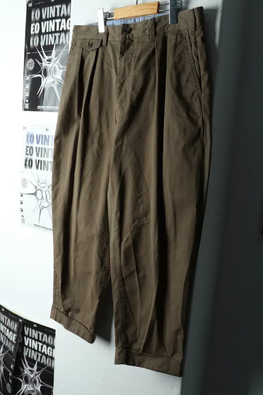 (L) 빔즈 면바지 팬츠 카키 아메카지 근본 일본 희귀-22BC 상품이미지1