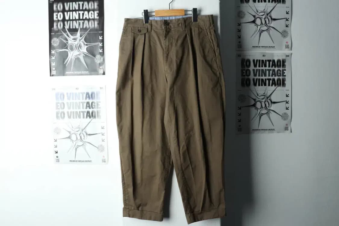 (L) 빔즈 면바지 팬츠 카키 아메카지 근본 일본 희귀-22BC 상품이미지2