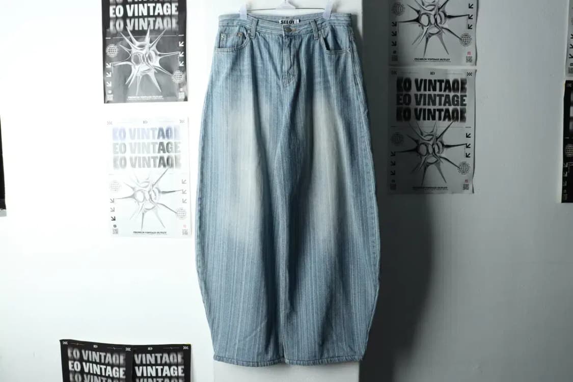 (M-L) 시옷 청바지 데님 벌룬핏 워싱 스트릿-22BF 상품이미지2