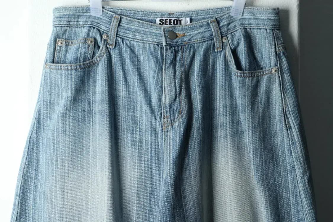 (M-L) 시옷 청바지 데님 벌룬핏 워싱 스트릿-22BF 상품이미지3