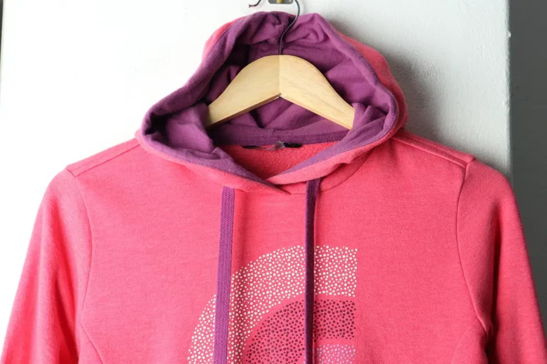 W(S-M) 노스페이스 후드티셔츠 빅로고 핑크 기모 딸기우유-16597 상품이미지3