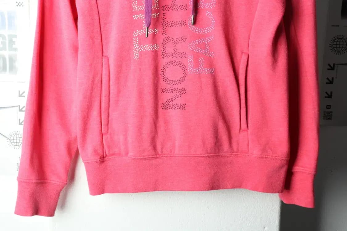 W(S-M) 노스페이스 후드티셔츠 빅로고 핑크 기모 딸기우유-16597 상품이미지4
