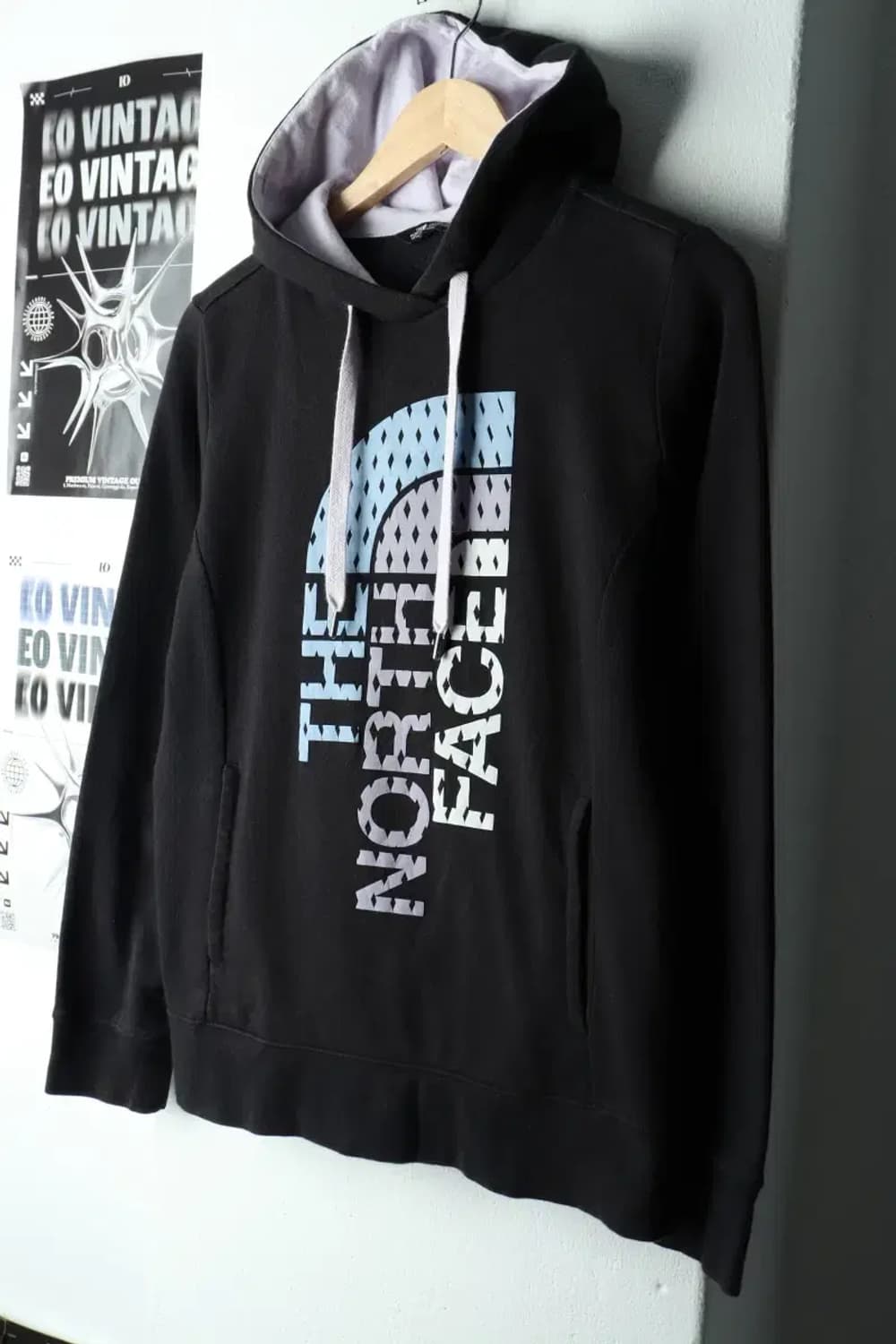 W(M-L) 노스페이스 후드티셔츠 Y2K 민트초코 빅로고-16599 상품이미지1