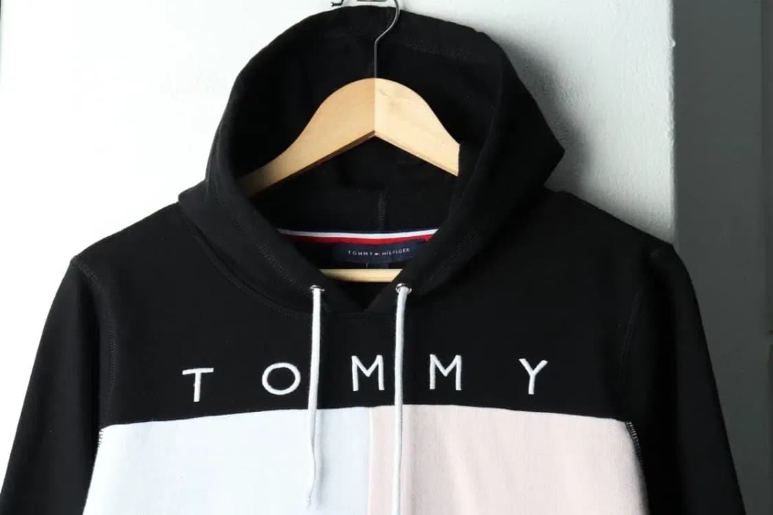 W(L) 타미힐피거 후드티셔츠 빅로고 블랙 기모 Y2K 희귀-1659A 상품이미지3