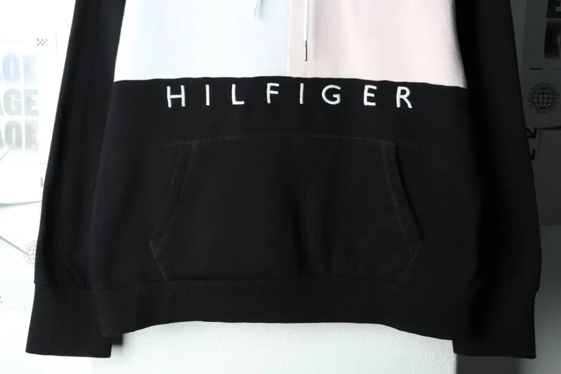 W(L) 타미힐피거 후드티셔츠 빅로고 블랙 기모 Y2K 희귀-1659A 상품이미지4