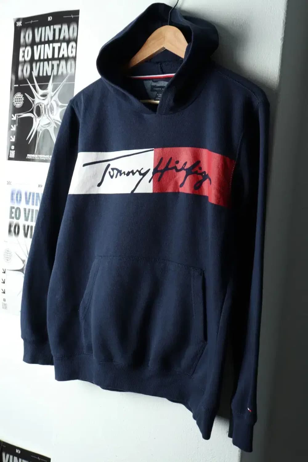 W(M) 타미힐피거 후드티셔츠 빅로고 네이비 기모 올드스쿨-1659E 상품이미지1