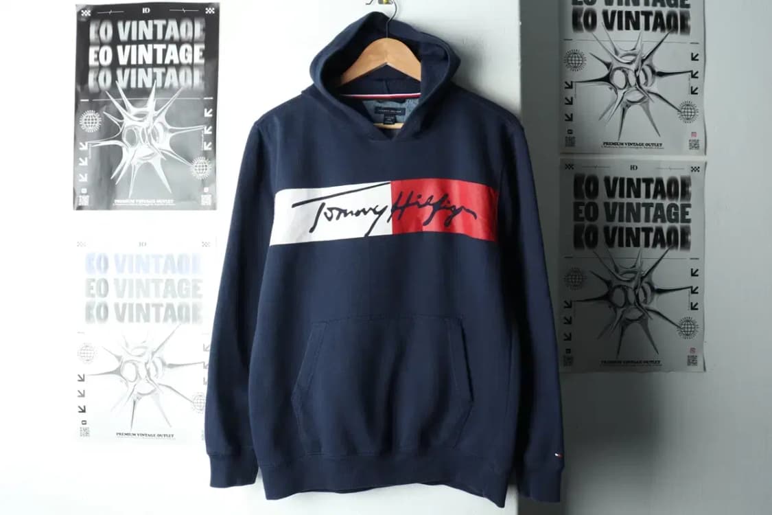 W(M) 타미힐피거 후드티셔츠 빅로고 네이비 기모 올드스쿨-1659E 상품이미지2