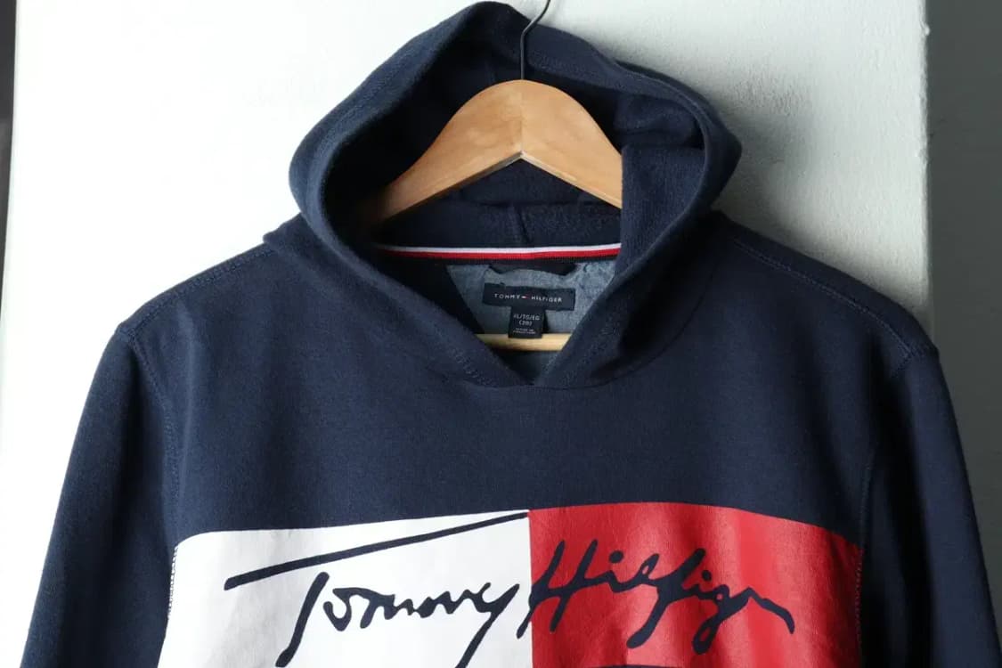 W(M) 타미힐피거 후드티셔츠 빅로고 네이비 기모 올드스쿨-1659E 상품이미지3