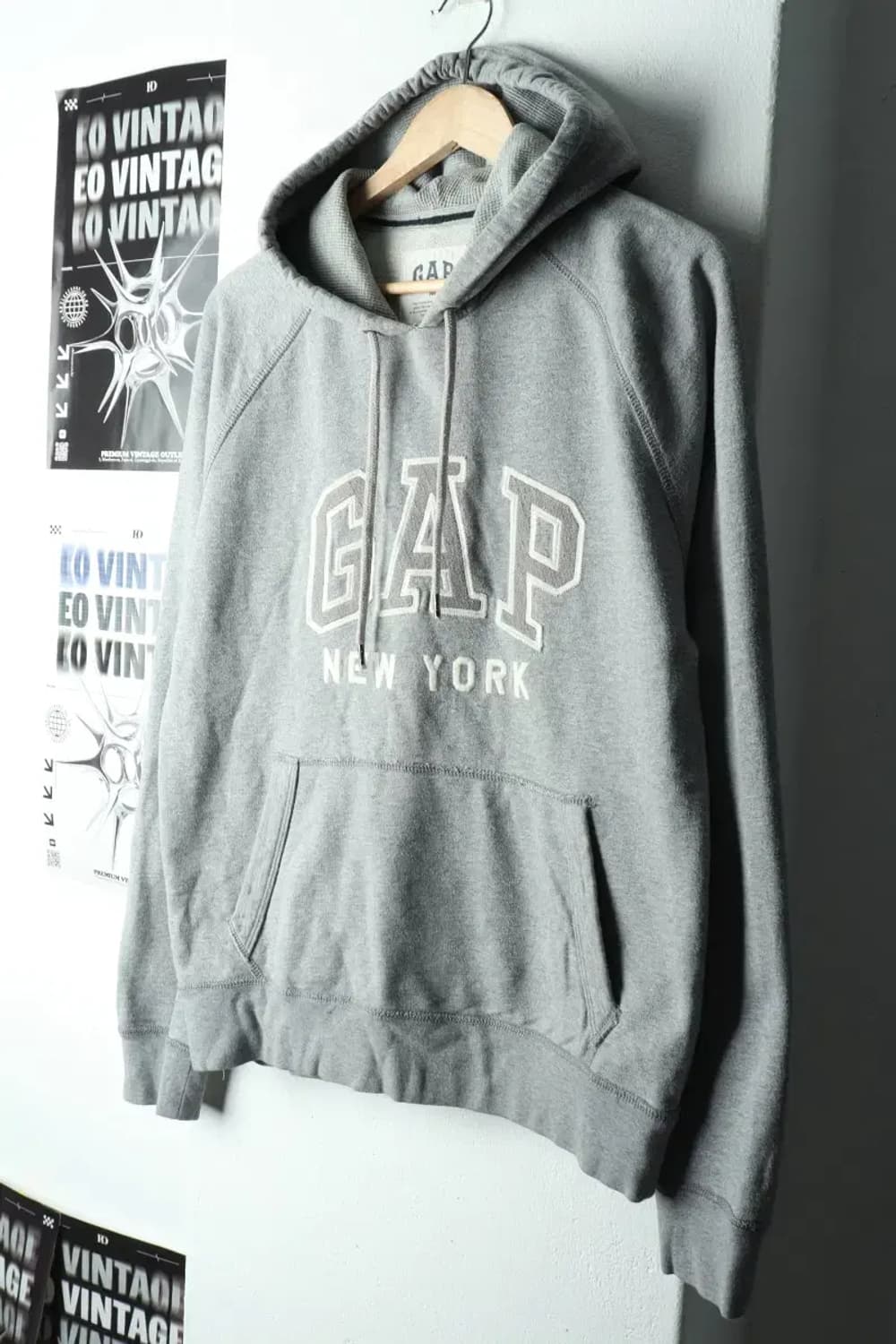 (M-XL) 갭 후드티셔츠 빅로고 그레이 Y2K 희귀 매물-165A0 상품이미지1