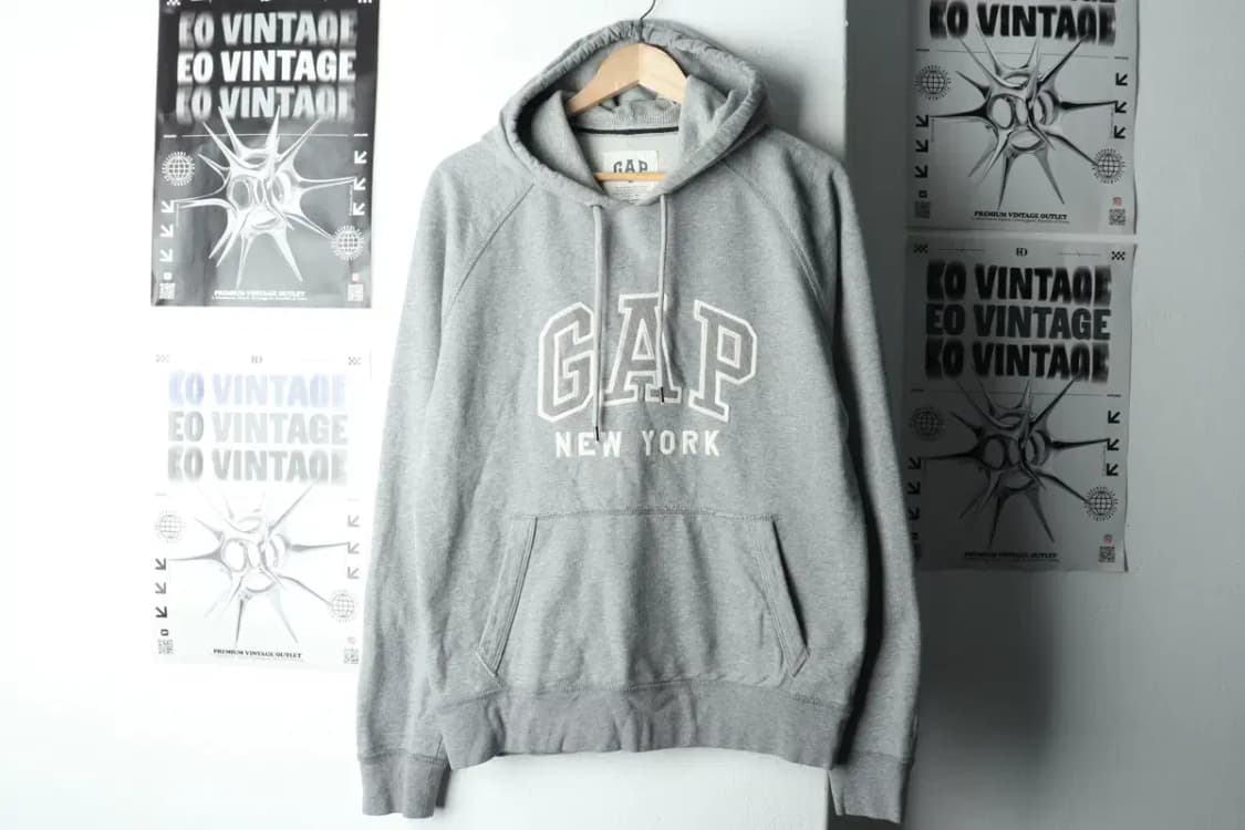 (M-XL) 갭 후드티셔츠 빅로고 그레이 Y2K 희귀 매물-165A0 상품이미지2