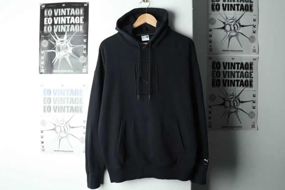 (S-M) 퓨마 후드티셔츠 빅로고 블랙 올드스쿨-165AA 상품이미지2