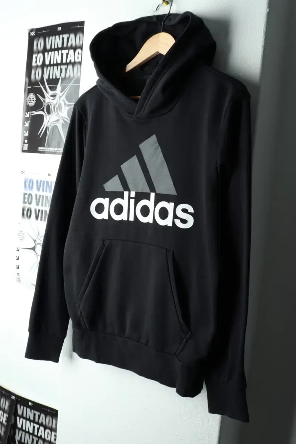 (M-L) 아디다스 후드티셔츠 빅로고 블랙 올드스쿨-165AB 상품이미지1