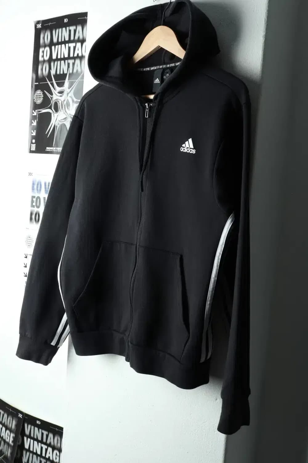 (L-XL) 아디다스 후드집업 블랙 삼선 올드스쿨-165AC 상품이미지1