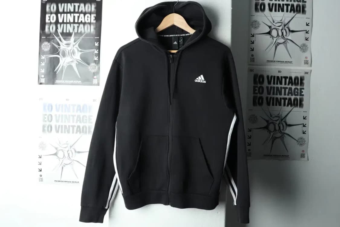 (L-XL) 아디다스 후드집업 블랙 삼선 올드스쿨-165AC 상품이미지2