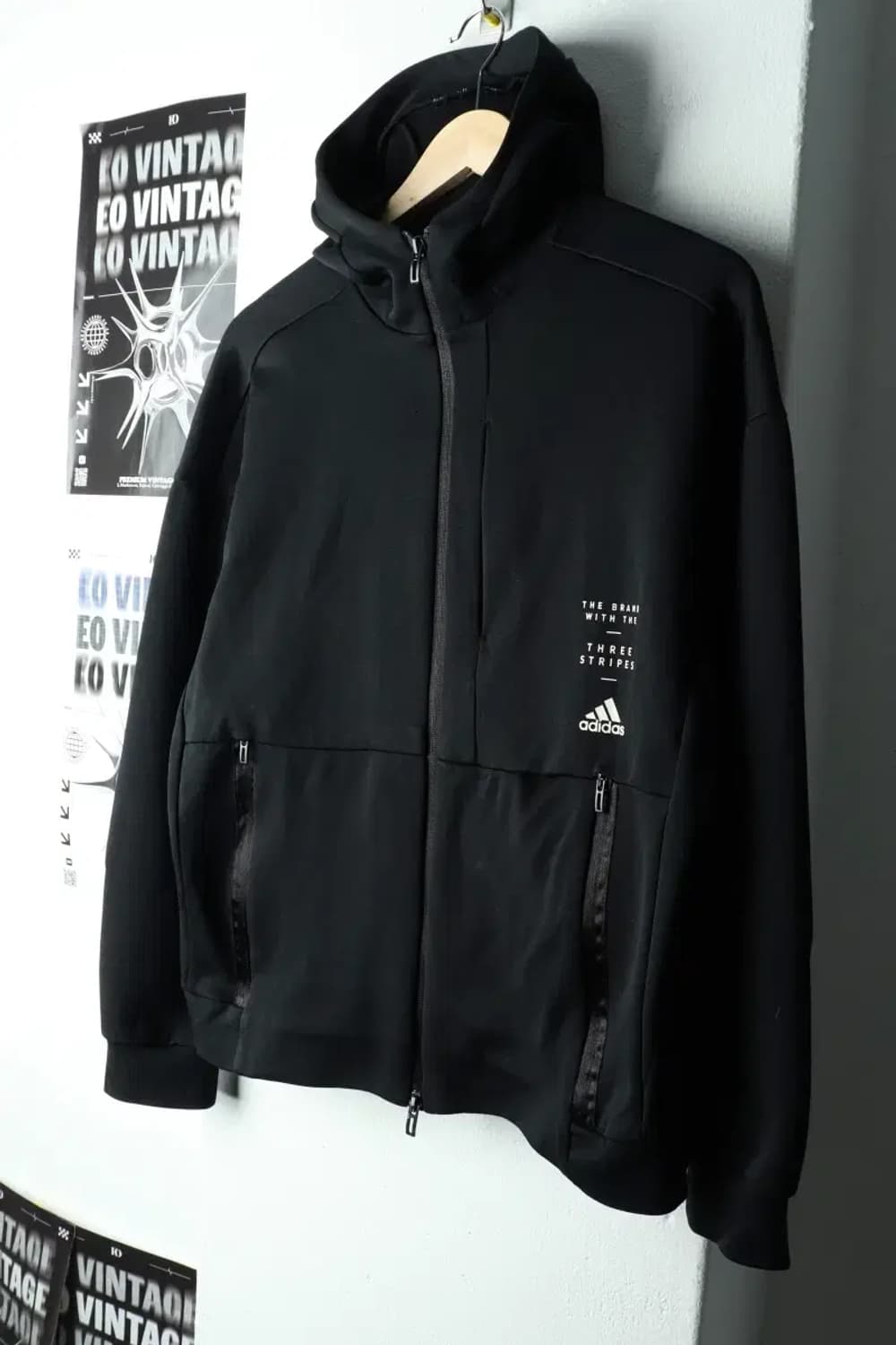 (M) 아디다스 후드집업 블랙 폴리 올드스쿨-165AF 상품이미지1