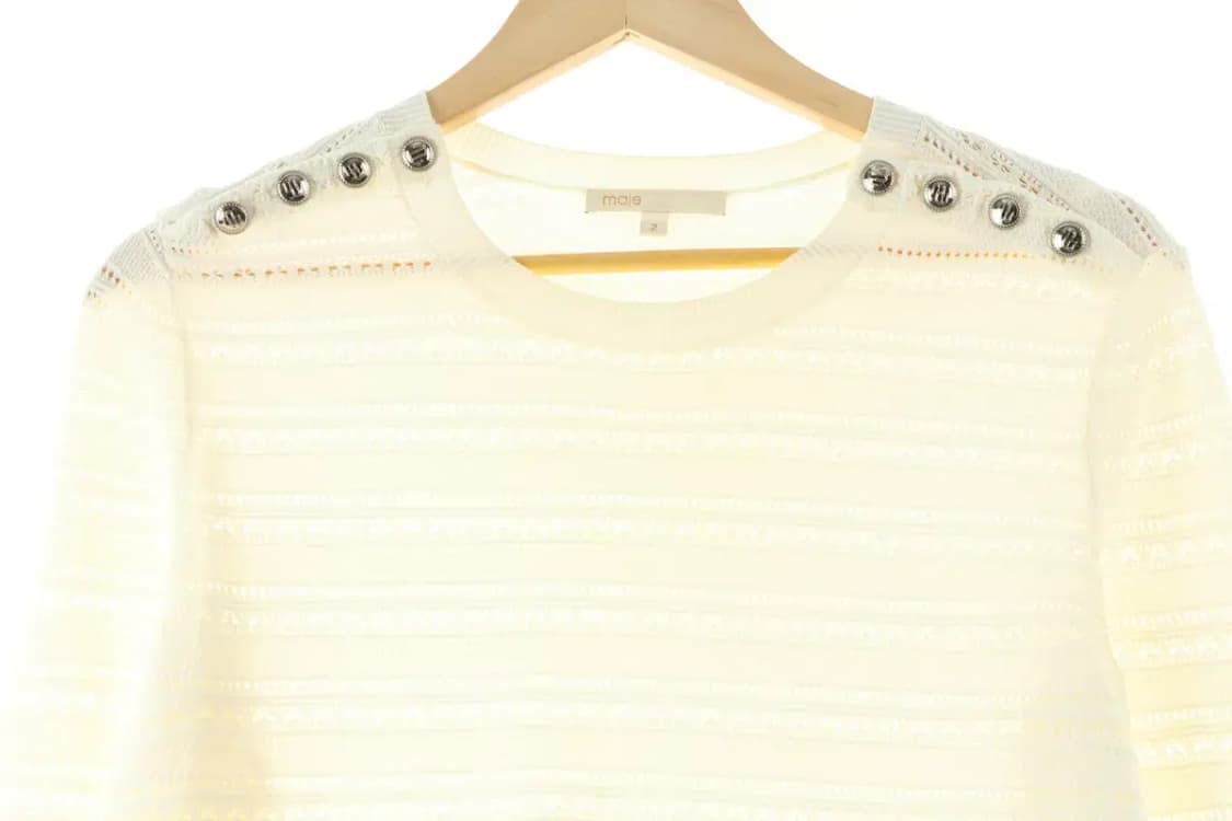 W(M-L) 마쥬 니트 아이보리 희귀 매물 사이드버튼-1663A 상품이미지3