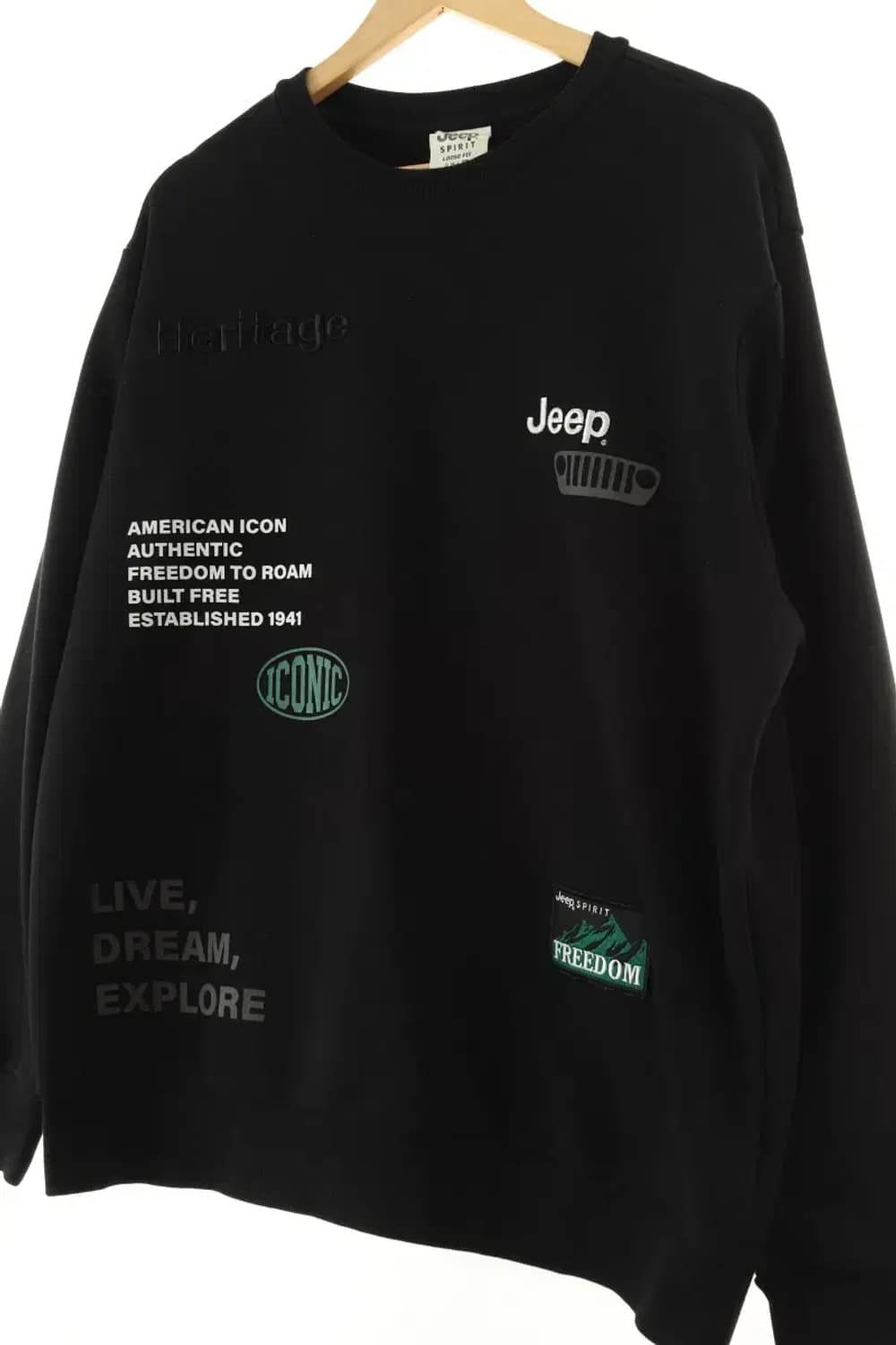 (XL-2XL) 지프 맨투맨 티셔츠 프린팅 신형 블랙-16643 상품이미지1