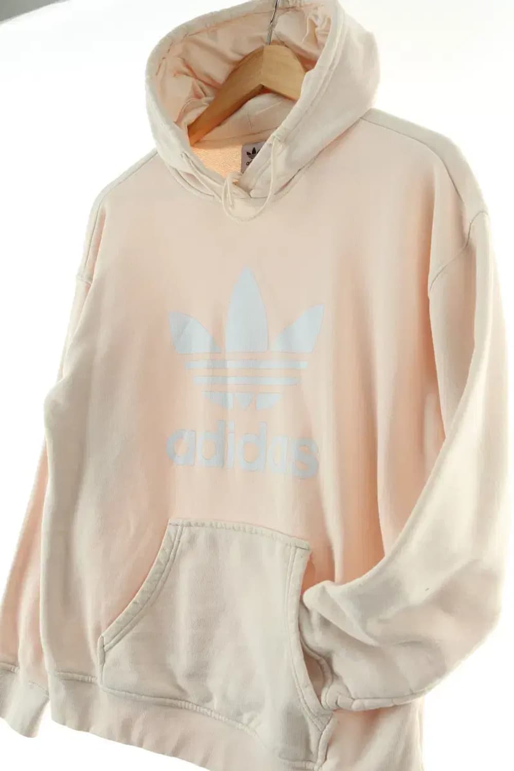 W(S-M) 아디다스 후드티셔츠 아이보리 빅로고 불꽃 점얼룩-1664A 상품이미지1