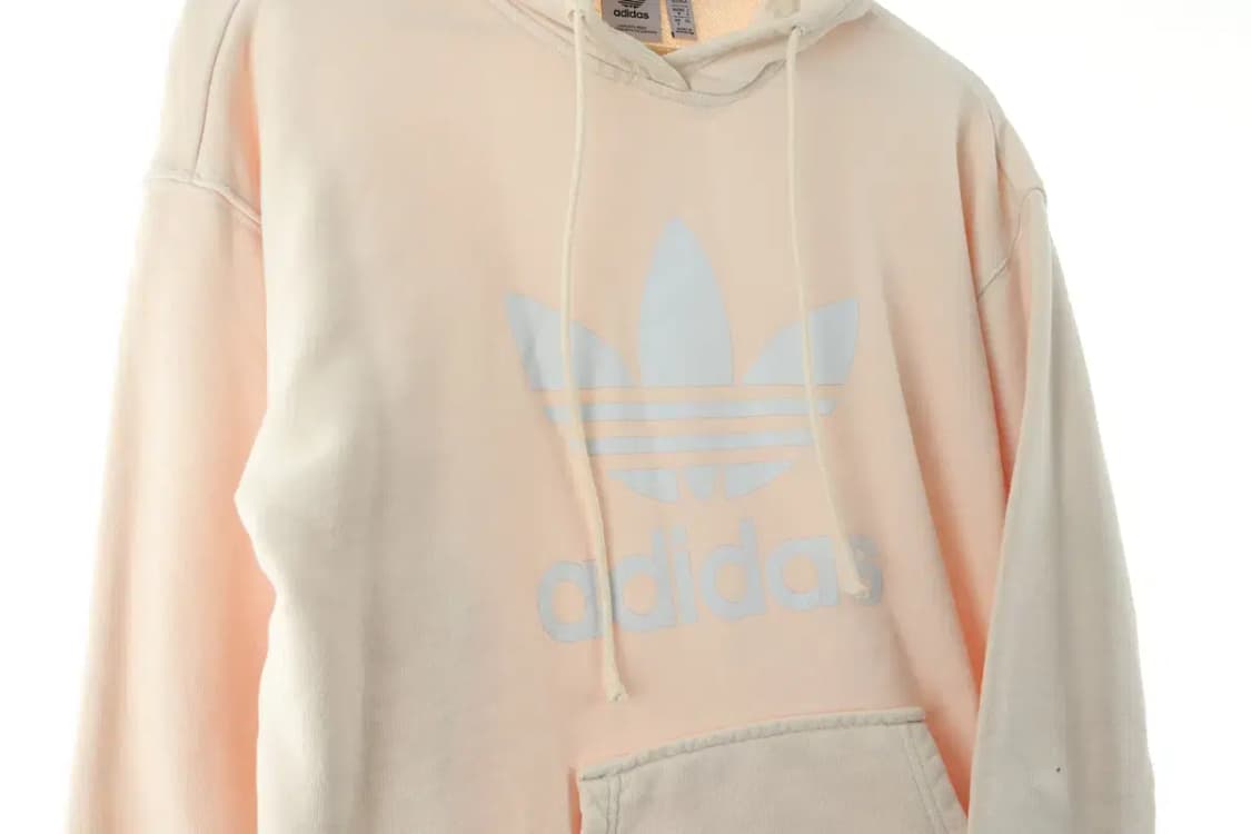 W(S-M) 아디다스 후드티셔츠 아이보리 빅로고 불꽃 점얼룩-1664A 상품이미지2