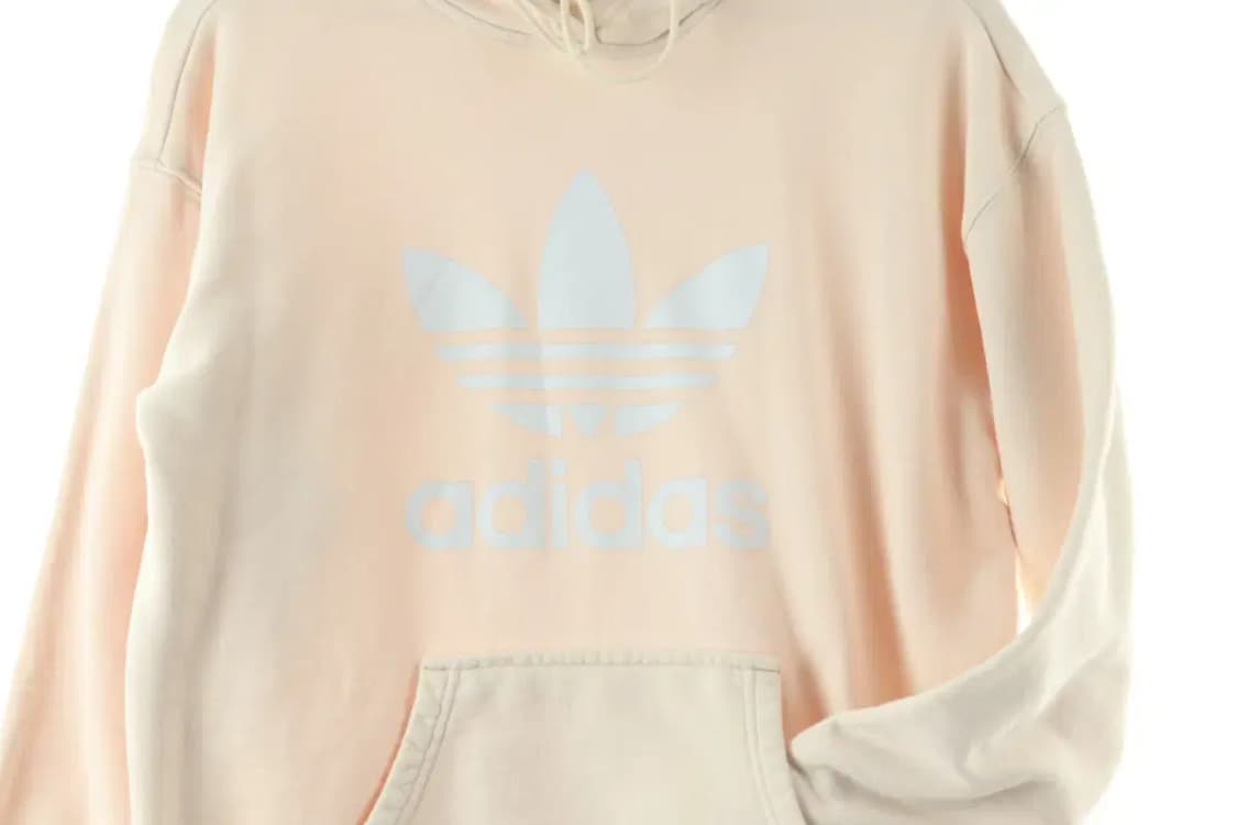 W(S-M) 아디다스 후드티셔츠 아이보리 빅로고 불꽃 점얼룩-1664A 상품이미지5