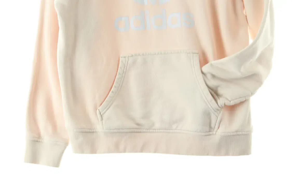 W(S-M) 아디다스 후드티셔츠 아이보리 빅로고 불꽃 점얼룩-1664A 상품이미지6