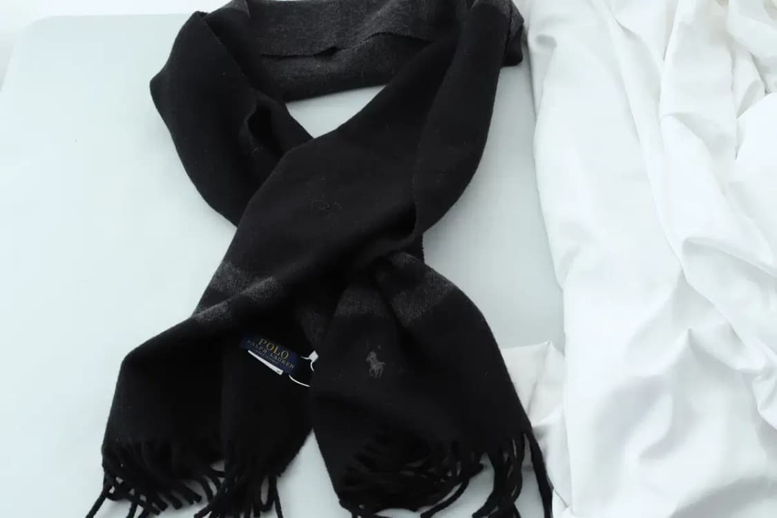(F) 폴로 랄프로렌 목도리 머플러 블랙 아메카지 울 보들-2683 상품이미지3