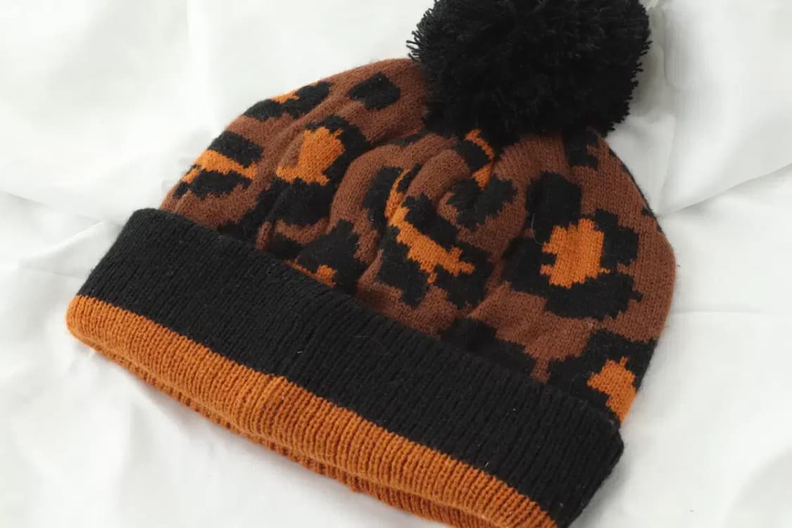 (F) 질스튜어트 모자 Y2K 방울 니트 두툼 레오파드 희귀-268C 상품이미지4