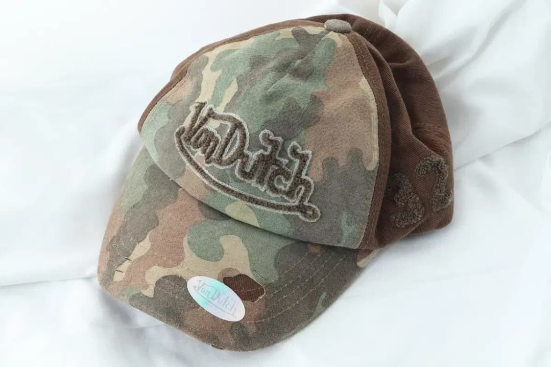 (F) 본더치 모자 Y2K 울 모직 카모플라쥬 희귀 매물-2697 상품이미지2