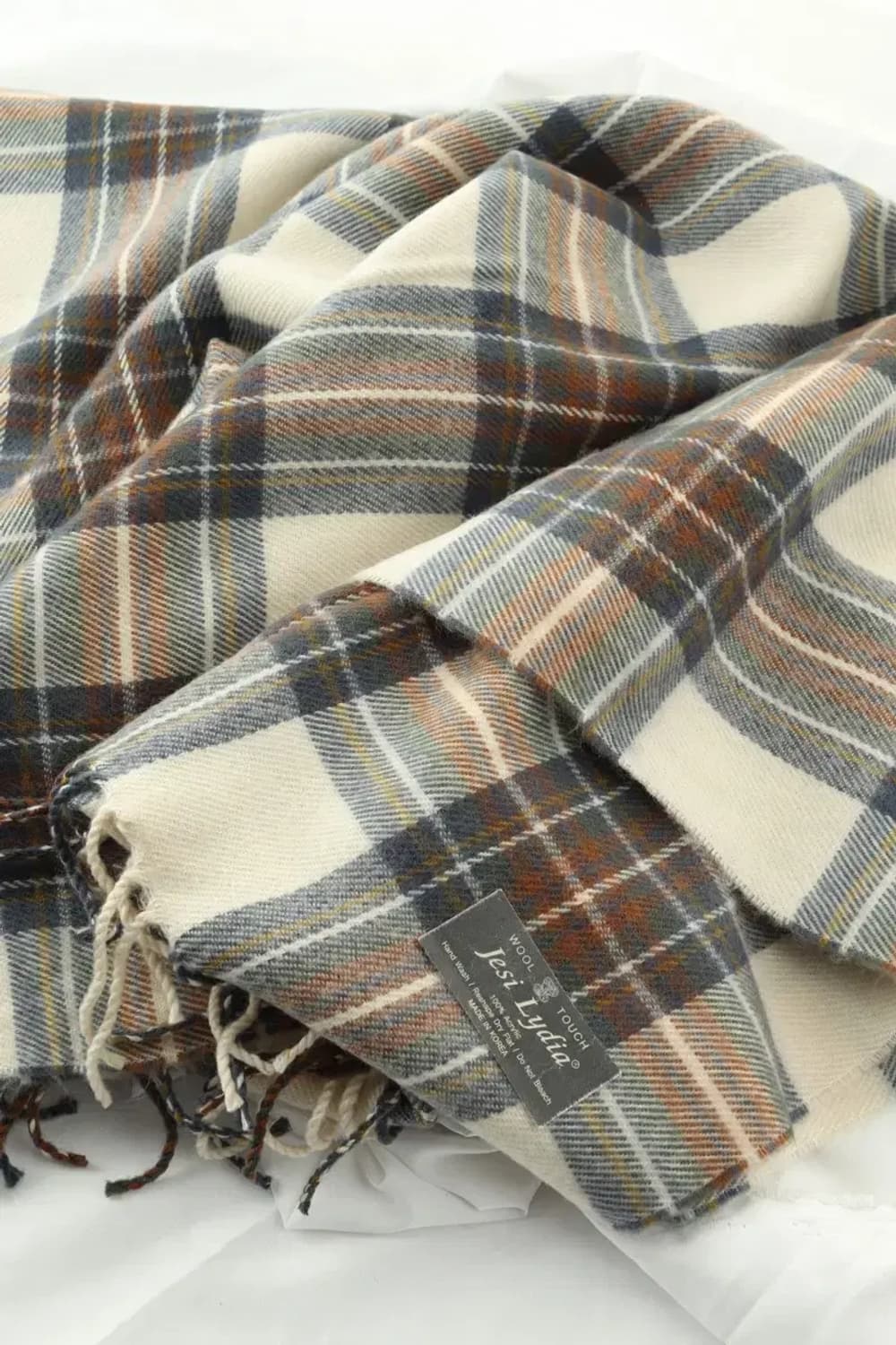 (F) 브랜드빈티지 목도리 머플러 체크 숄 롱 케이프 베이지-266E 상품이미지1