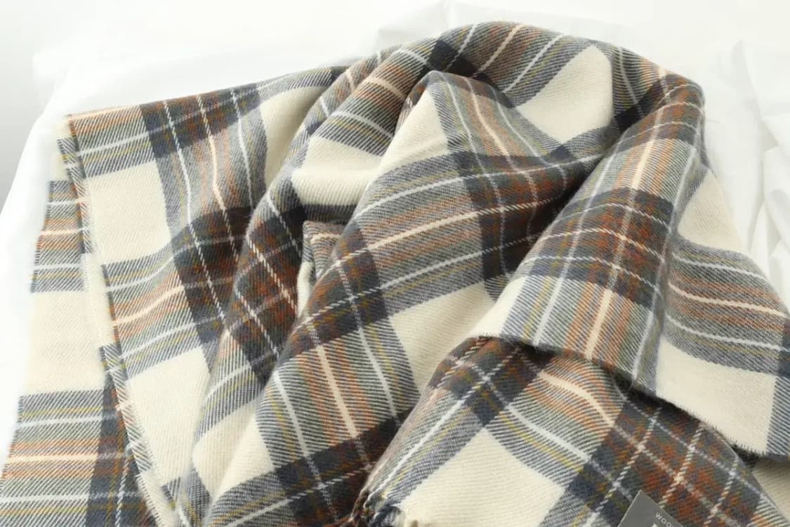 (F) 브랜드빈티지 목도리 머플러 체크 숄 롱 케이프 베이지-266E 상품이미지2