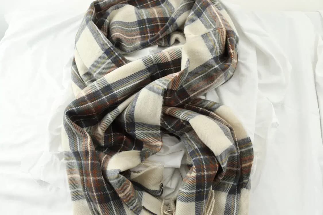 (F) 브랜드빈티지 목도리 머플러 체크 숄 롱 케이프 베이지-266E 상품이미지4