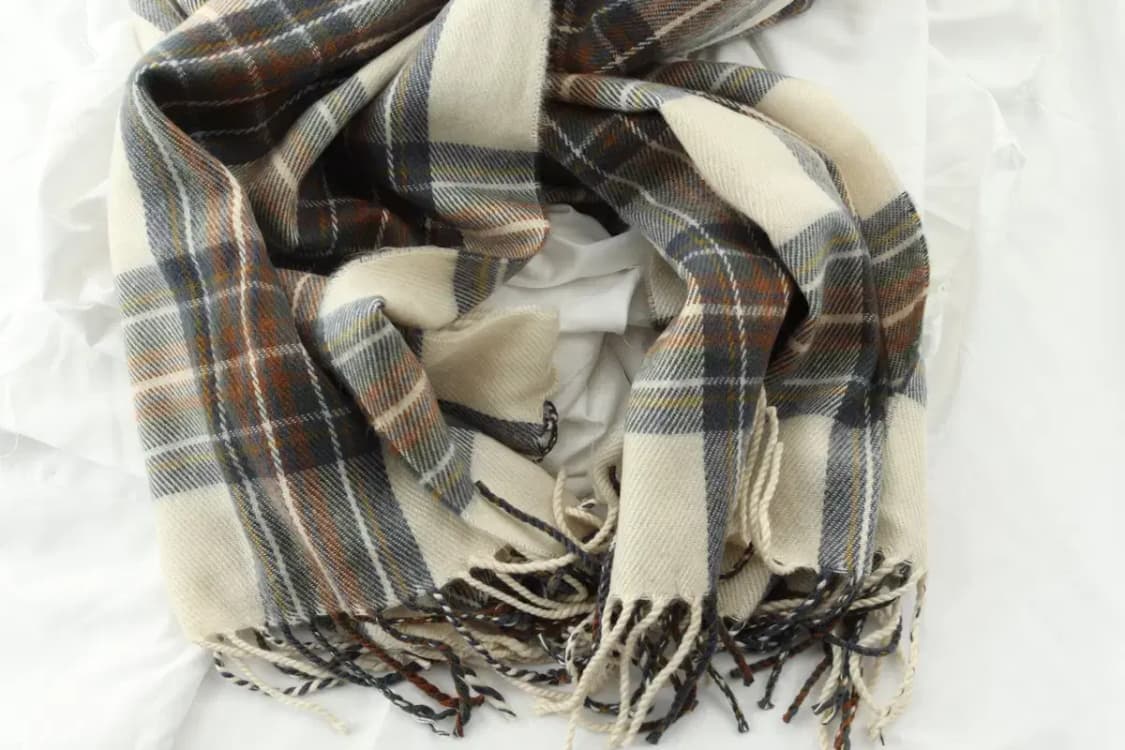 (F) 브랜드빈티지 목도리 머플러 체크 숄 롱 케이프 베이지-266E 상품이미지5