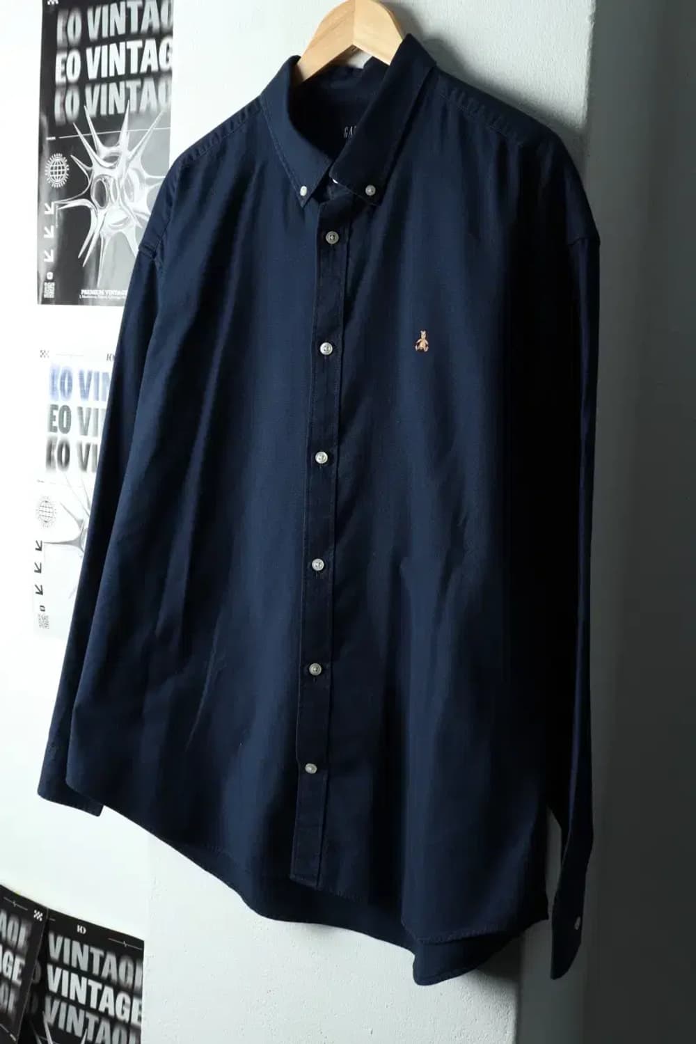 (XL-2XL) 갭 셔츠 남방 빅사이즈 옥스포드 네이비 무지-16675 상품이미지1