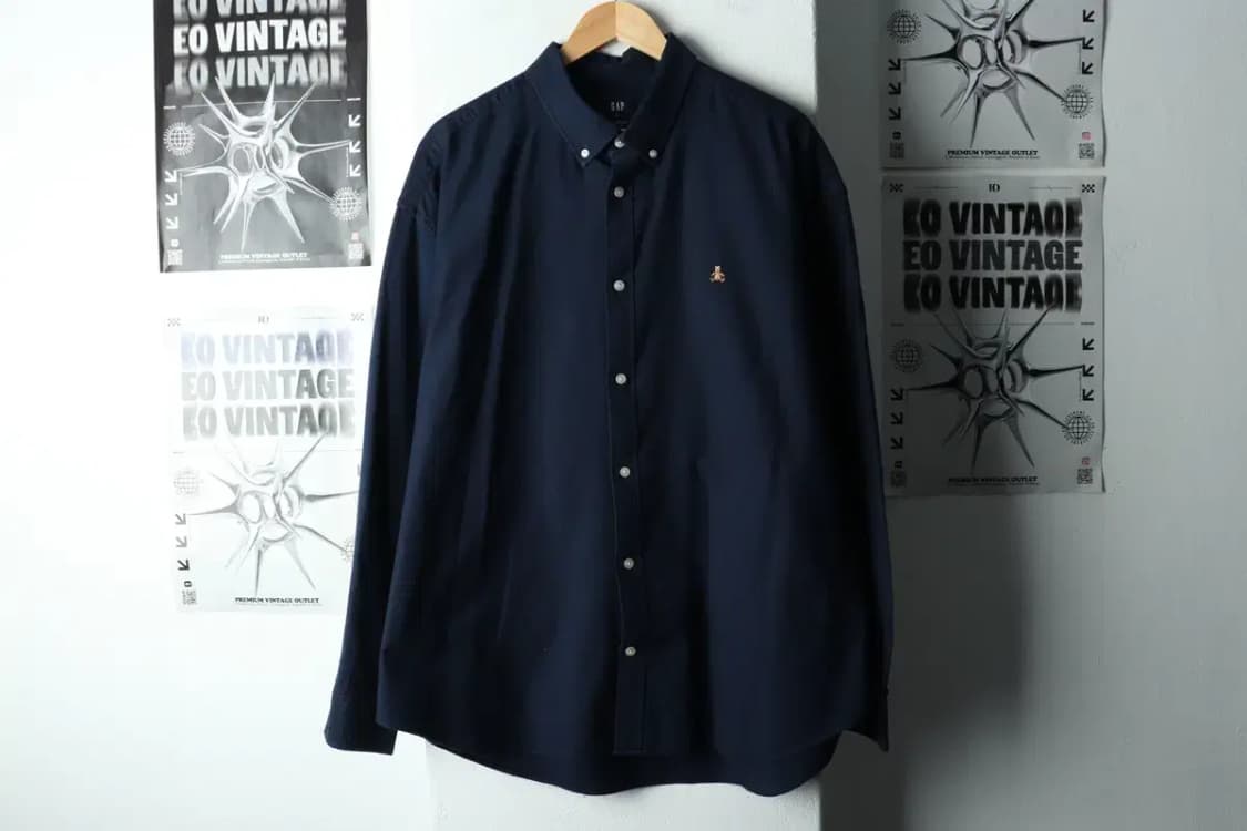 (XL-2XL) 갭 셔츠 남방 빅사이즈 옥스포드 네이비 무지-16675 상품이미지2