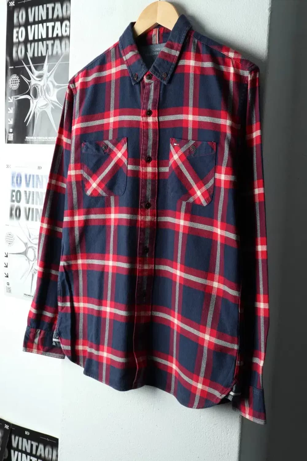 (M) 타미힐피거 셔츠 남방 체크 네이비 크리스마스 두툼-16676 상품이미지1