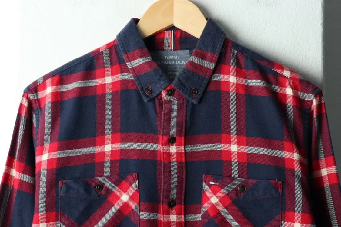 (M) 타미힐피거 셔츠 남방 체크 네이비 크리스마스 두툼-16676 상품이미지3