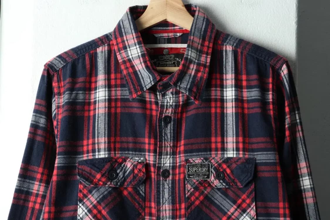 (XL) 슈퍼드라이 셔츠 남방 체크 네이비 아메카지 겨울용-16677 상품이미지3