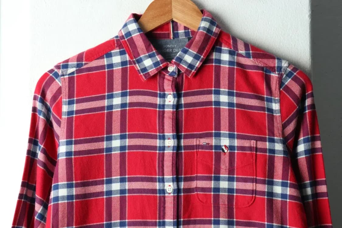 W(XS) 타미힐피거 셔츠 남방 체크 레드 아메카지 겨울용-16678 상품이미지3