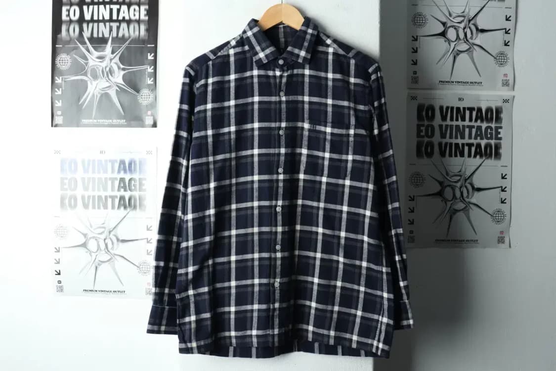 (L) 닥스 셔츠 남방 체크 플란넬 네이비 겨울용 두툼-16679 상품이미지2