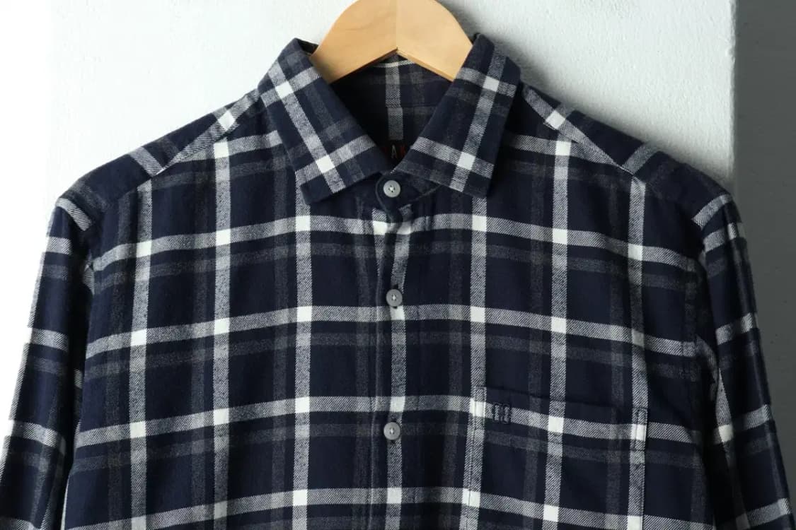 (L) 닥스 셔츠 남방 체크 플란넬 네이비 겨울용 두툼-16679 상품이미지3