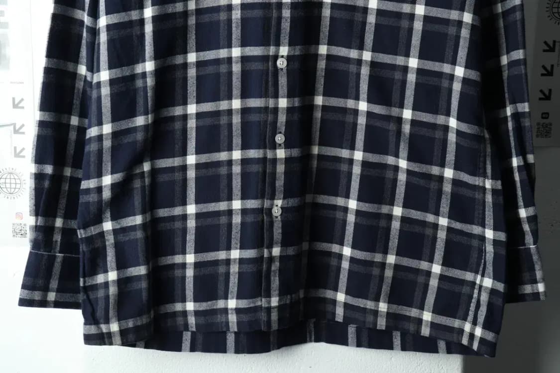 (L) 닥스 셔츠 남방 체크 플란넬 네이비 겨울용 두툼-16679 상품이미지4