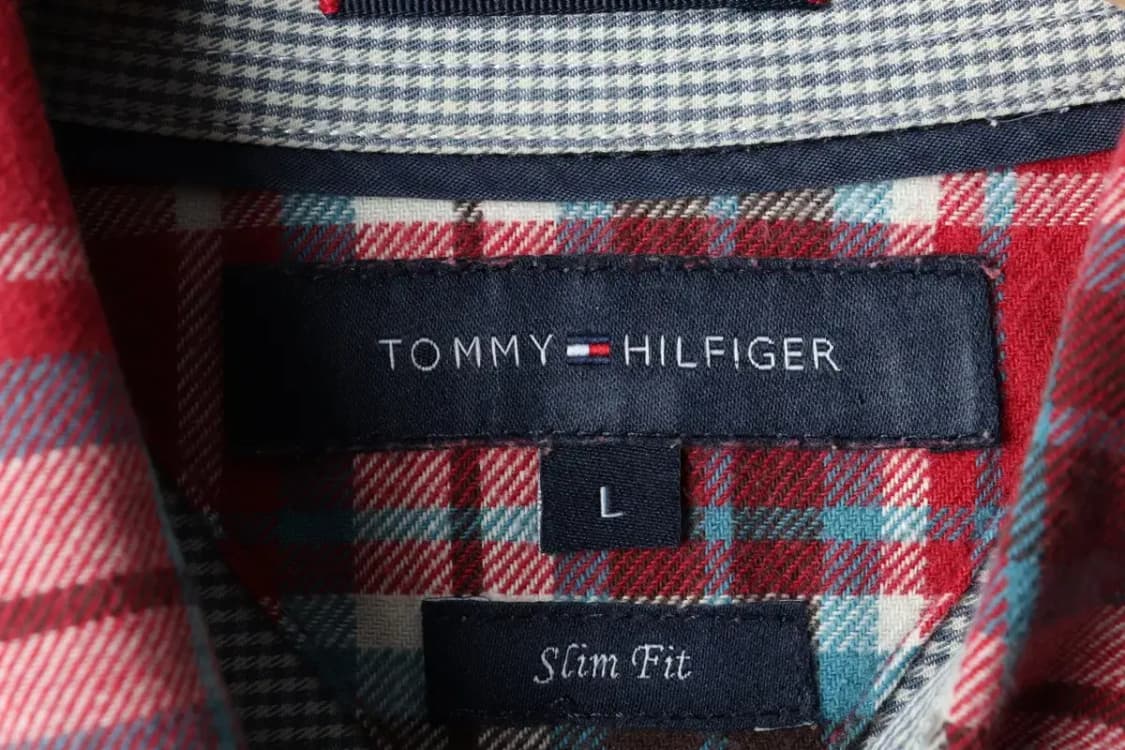 (L-XL) 타미힐피거 셔츠 남방 체크 플란넬 레드 겨울용-1667A 상품이미지5