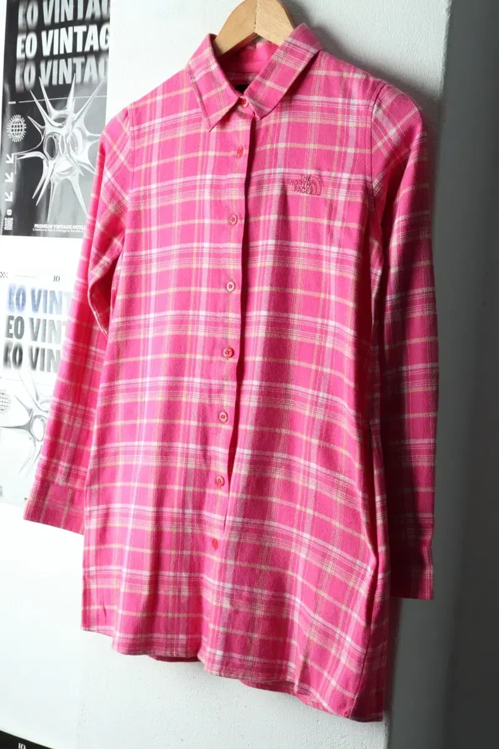 W(S) 노스페이스 셔츠 남방 새상품 체크 플란넬 핑크 기모-1667B 상품이미지1