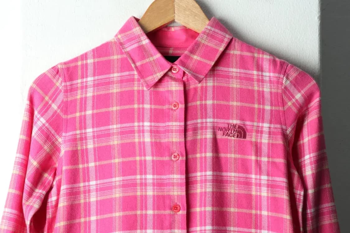 W(S) 노스페이스 셔츠 남방 새상품 체크 플란넬 핑크 기모-1667B 상품이미지3
