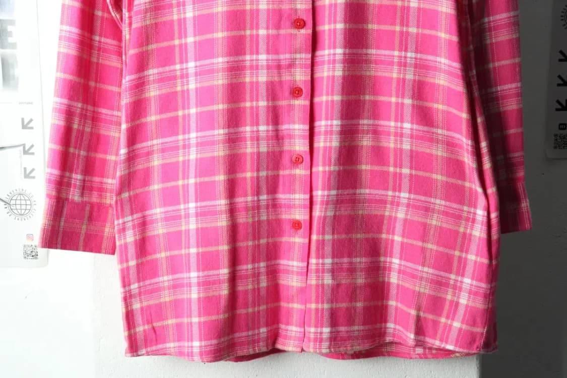 W(S) 노스페이스 셔츠 남방 새상품 체크 플란넬 핑크 기모-1667B 상품이미지4